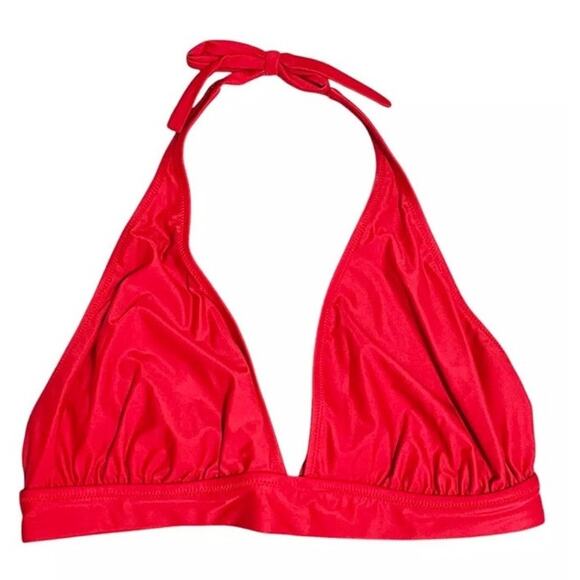 J Crew Womens Size Medium Halter Tie Back Bikini Top Red BY633 - Picture 1 of 4